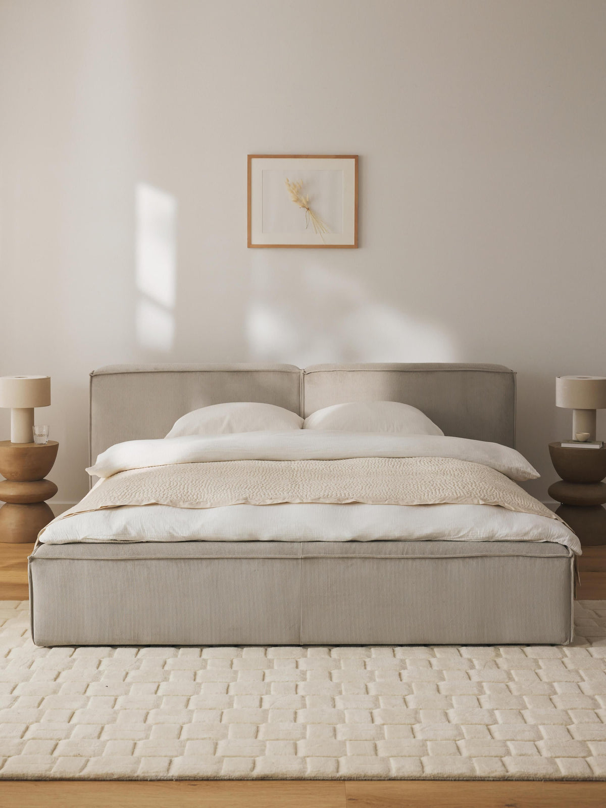 Lennon Upholstered Bed in Corduroy with Storage