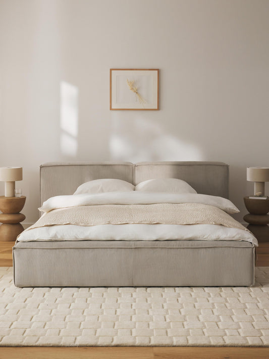 Lennon Upholstered Bed in Corduroy with Storage