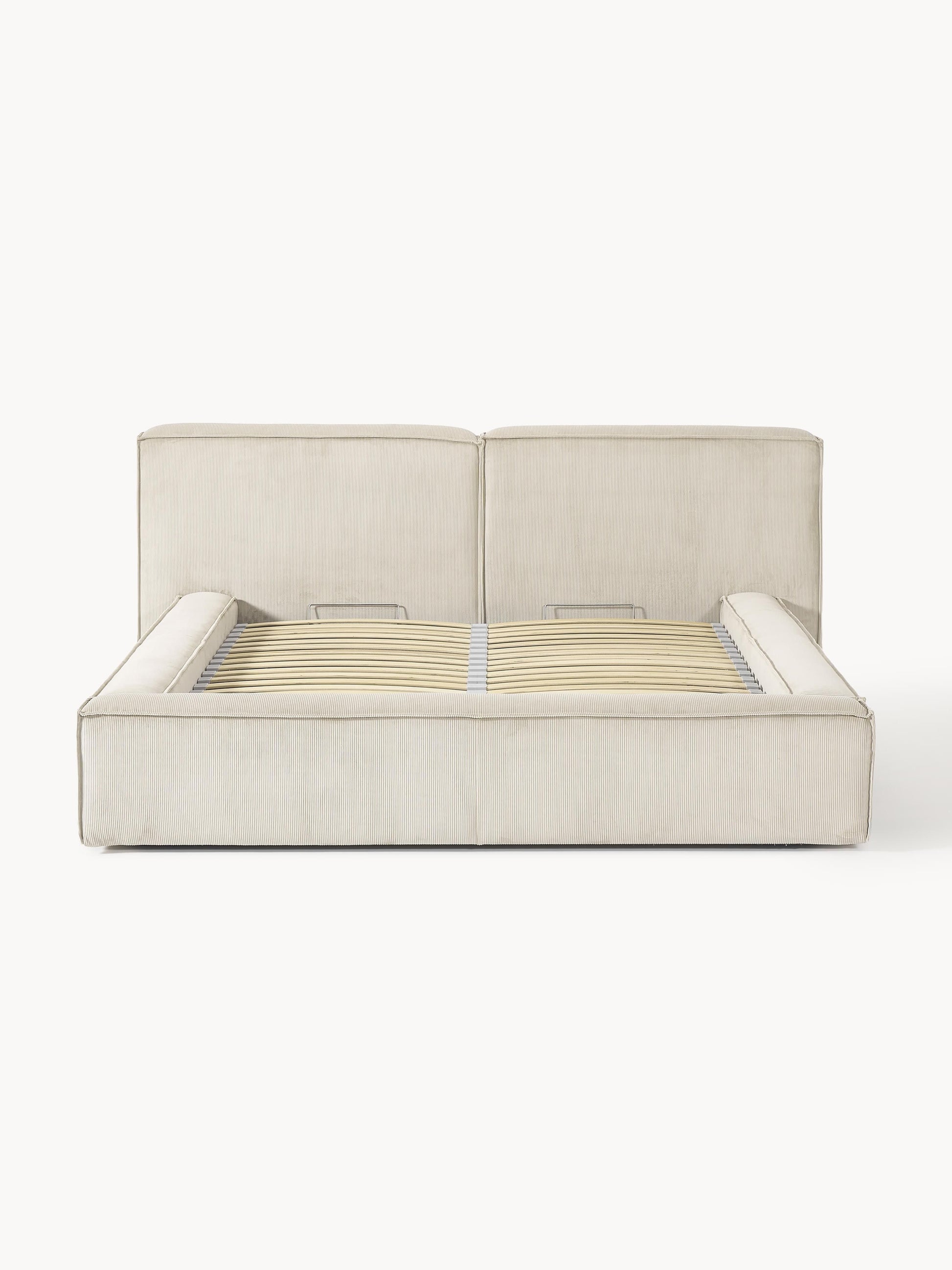 Lennon Upholstered Bed in Corduroy with Storage