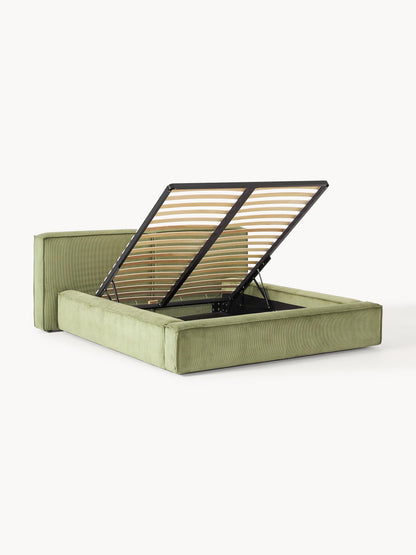 Lennon Upholstered Bed in Corduroy with Storage