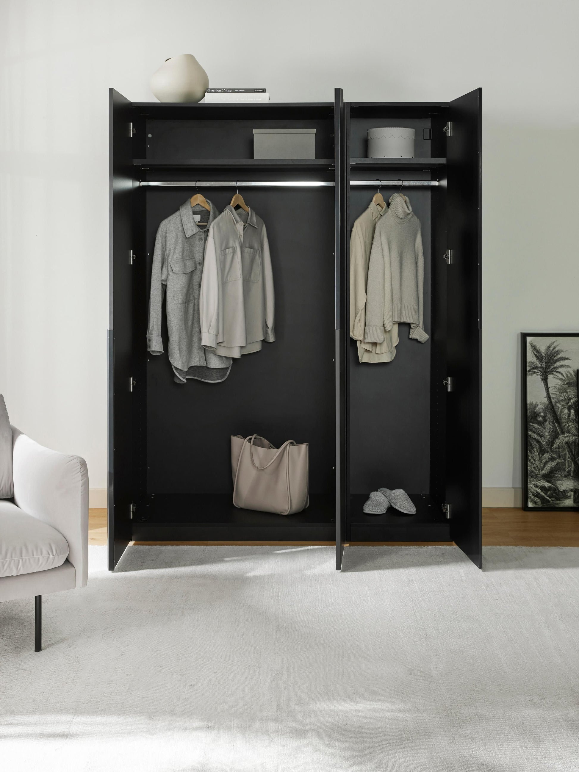 Leon Modular Wardrobe with Hinged Doors, in Various Sizes, 150 cm Wide