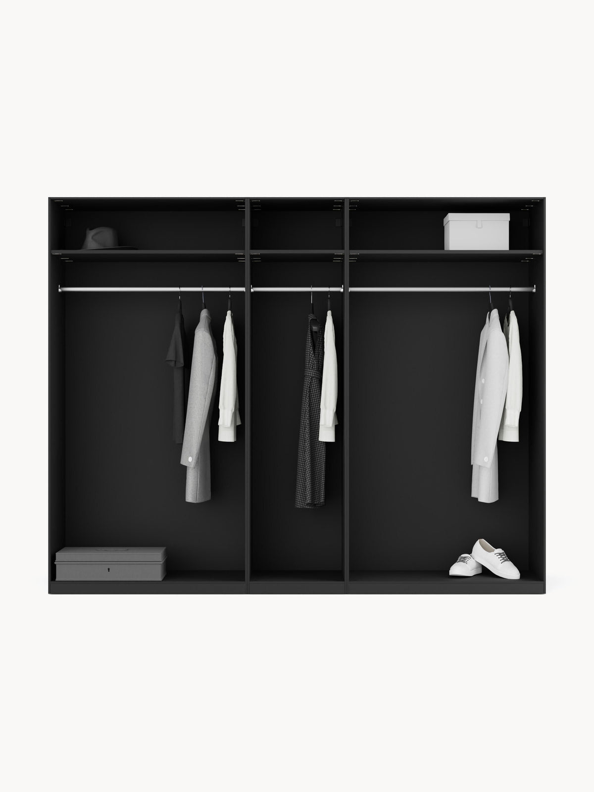 Leon Modular Wardrobe with Hinged Doors, in Various Sizes, 250 cm Wide