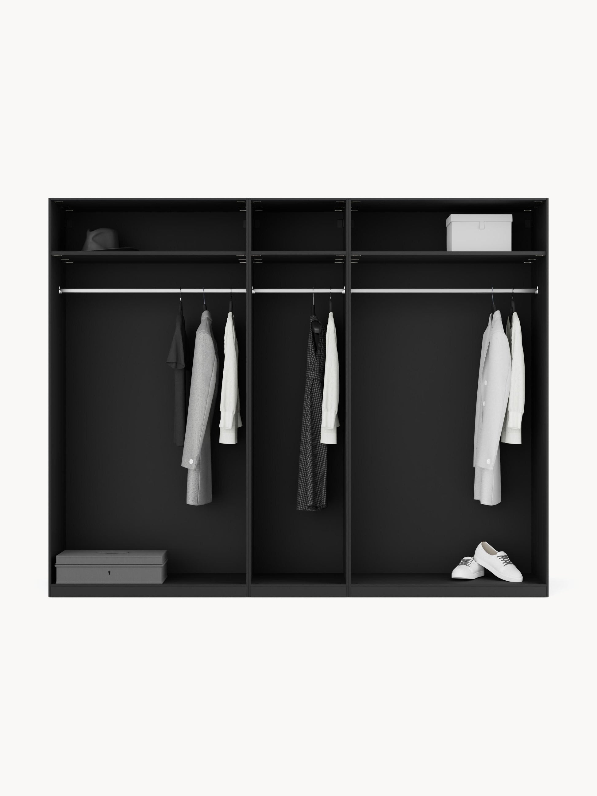 Leon Modular Wardrobe with Hinged Doors, in Various Sizes, 250 cm Wide