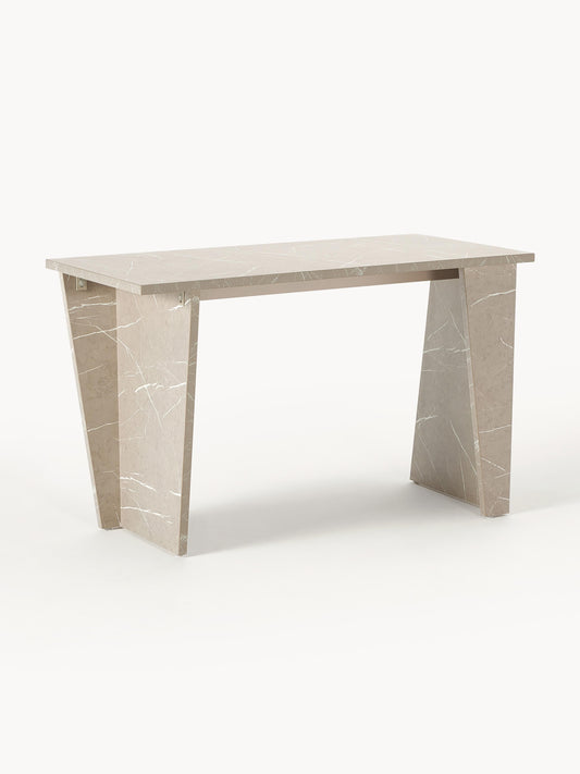 Liam Desk, Travertine-Look Finish