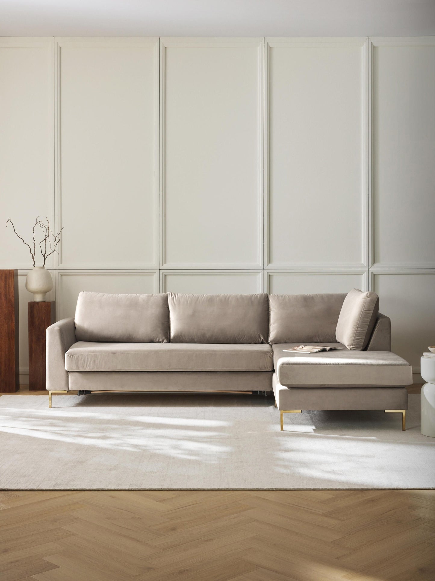 Luna Velvet Sofa Bed and Mattress, 3-Seater