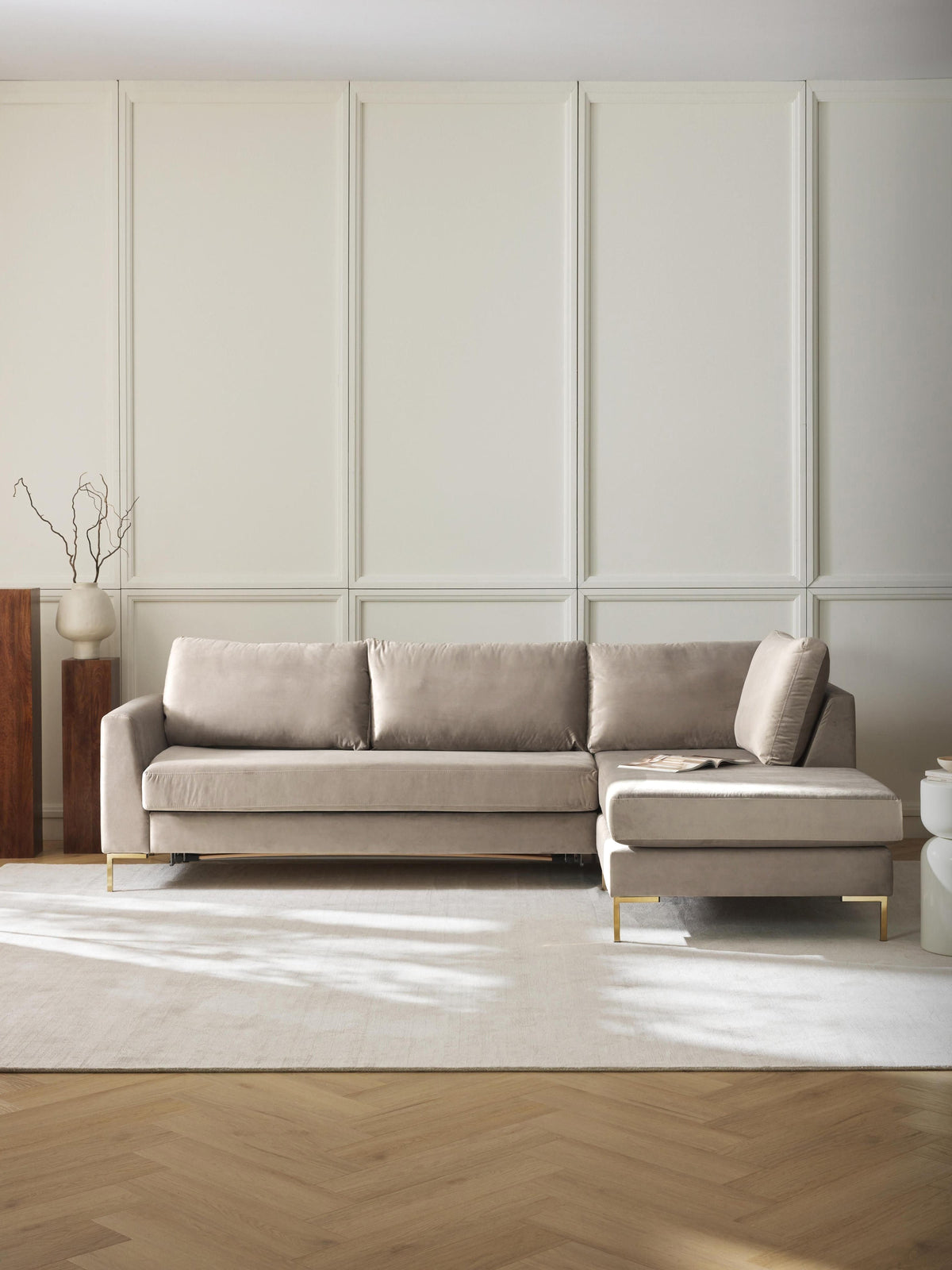 Luna Velvet Sofa Bed and Mattress, 3-Seater