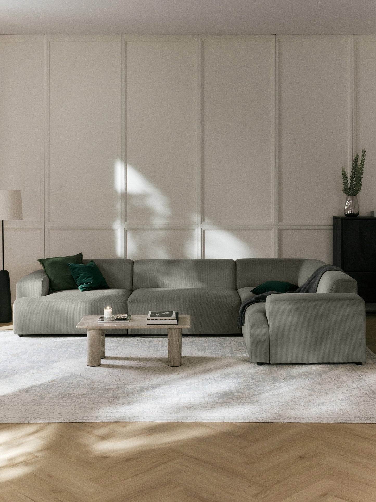 Melva Large Corduroy Corner Settee (4-Seater)