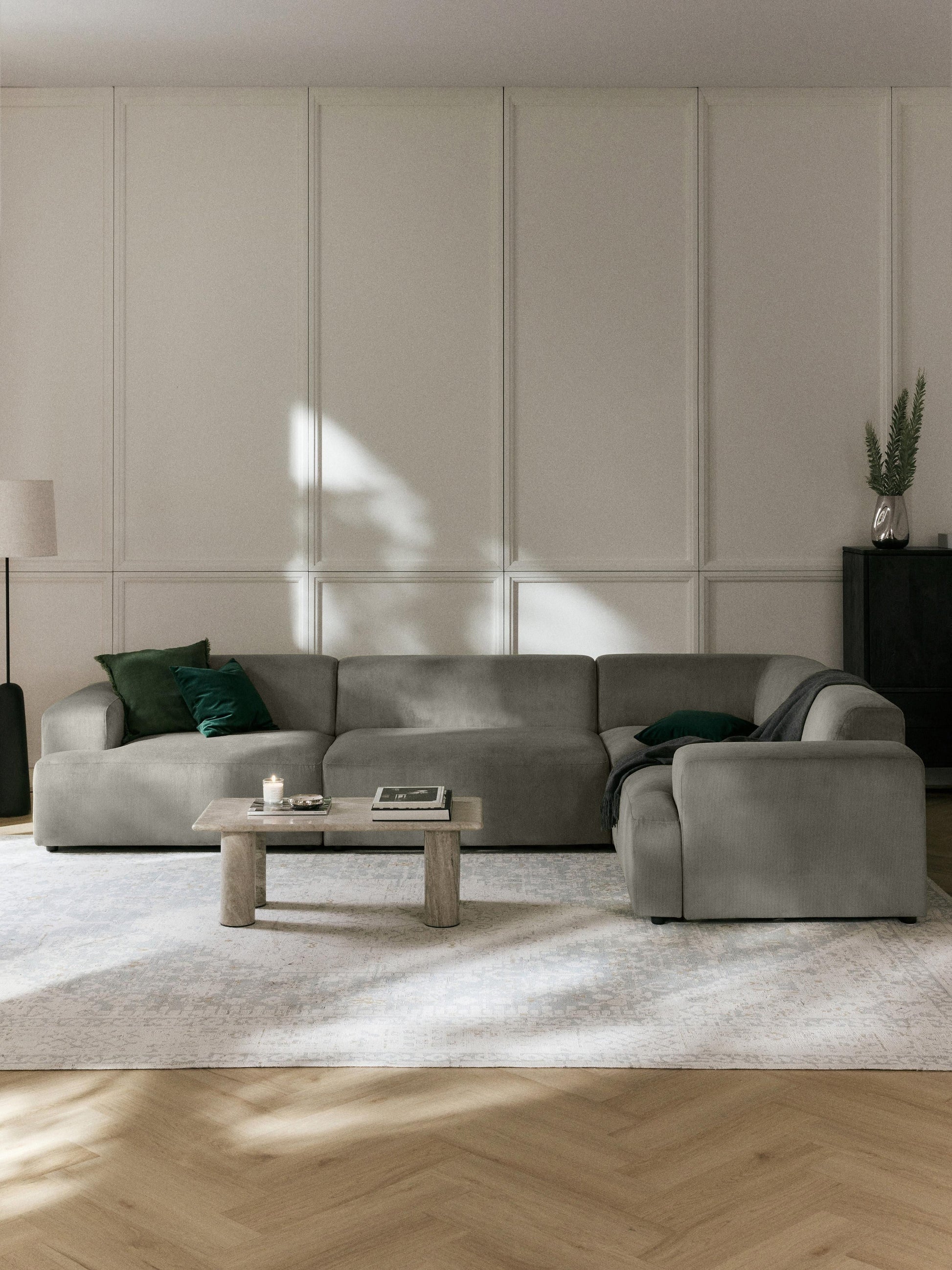 Melva Large Corduroy Corner Settee (4-Seater)