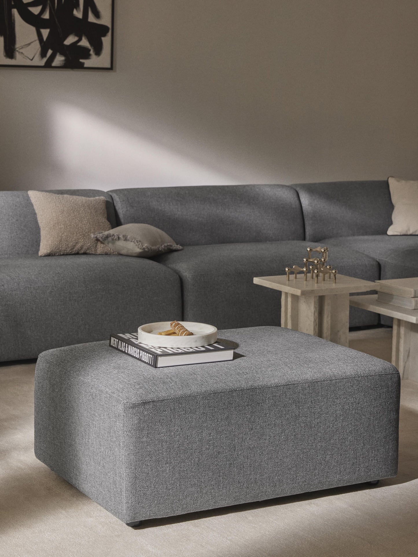 Melva Upholstered Stool, Dimensions W 99 x D 72 cm