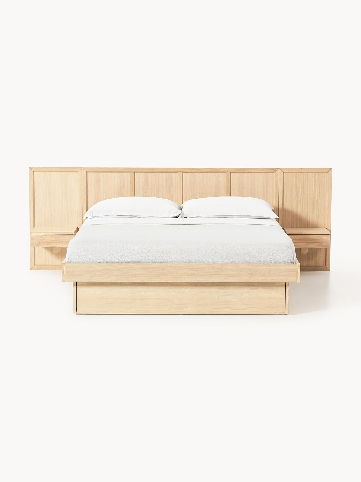 Nanto Bed with Bedside Tables and Headboard, in Wood