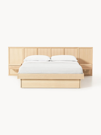 Nanto Bed with Bedside Tables and Headboard, in Wood