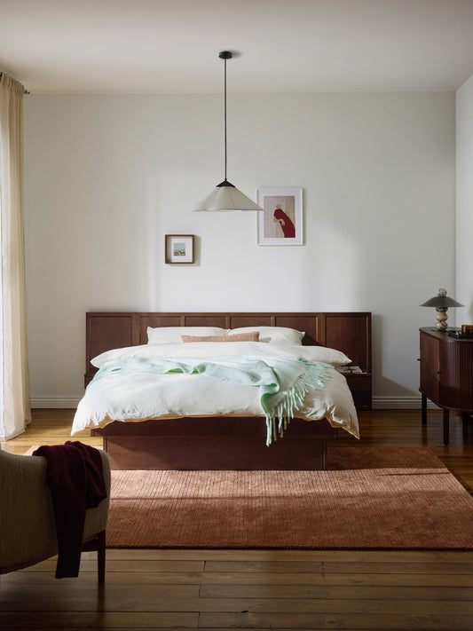 Nanto Bed with Bedside Tables and Headboard, in Wood