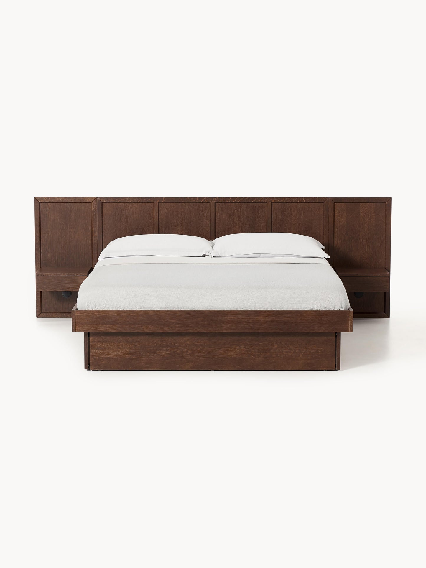 Nanto Bed with Bedside Tables and Headboard, in Wood