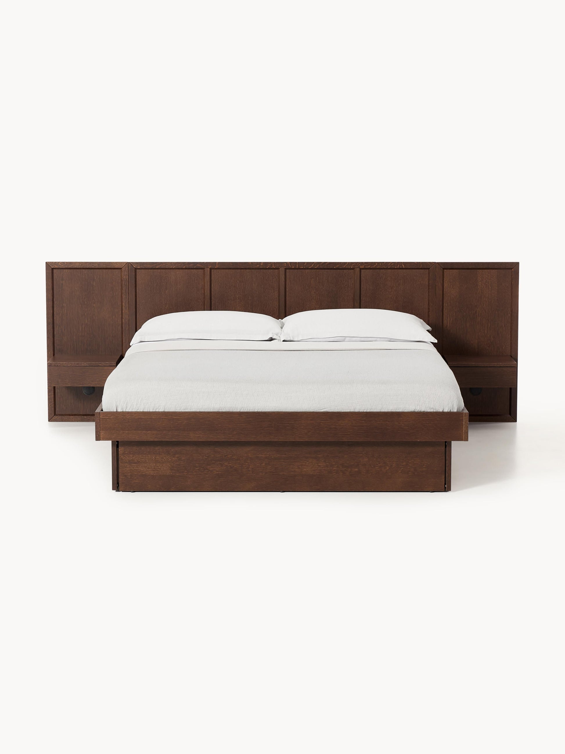 Nanto Bed with Bedside Tables and Headboard, in Wood