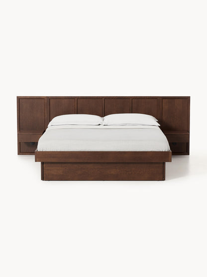 Nanto Bed with Bedside Tables and Headboard, in Wood