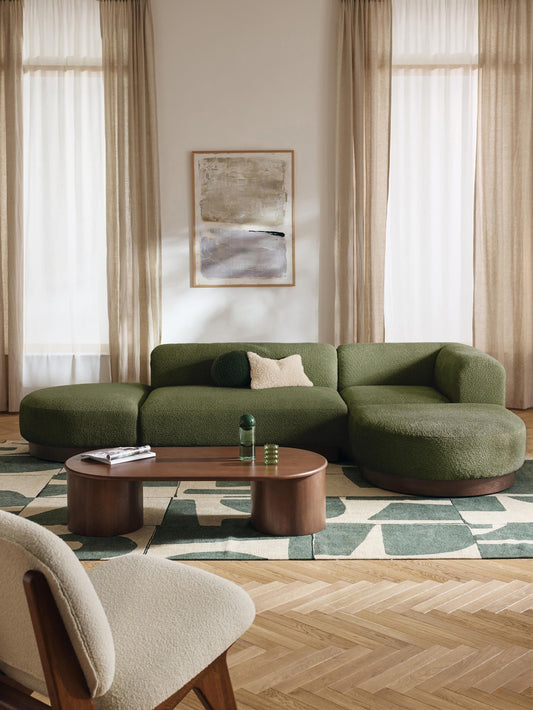 Natalie Modular Corner Settee in Teddy Bouclé