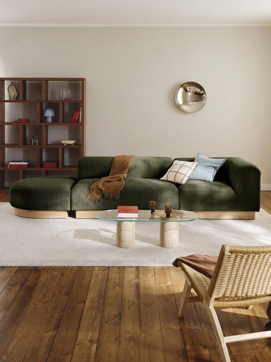 Natalie Ottoman with Stool, Modular, in Teddy Bouclé (Left/Right)