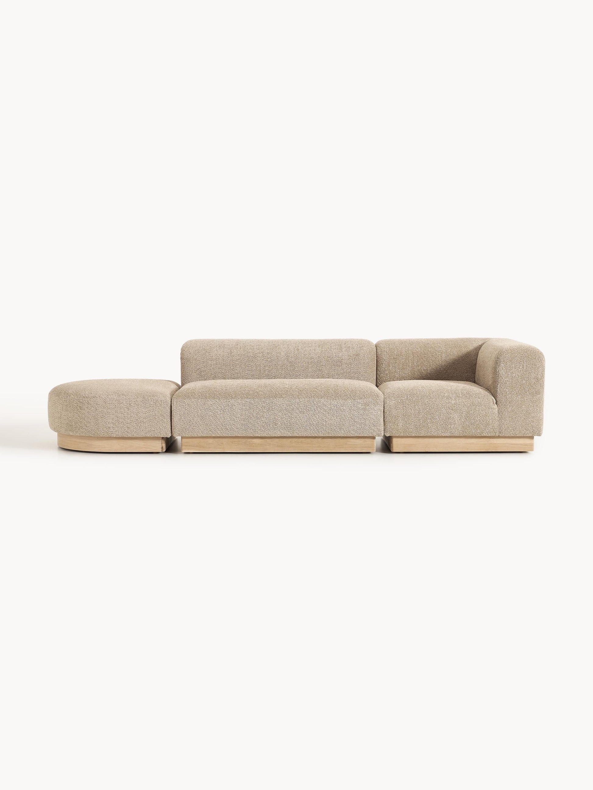 Natalie Ottoman with Stool, Modular, in Teddy Bouclé (Left/Right)