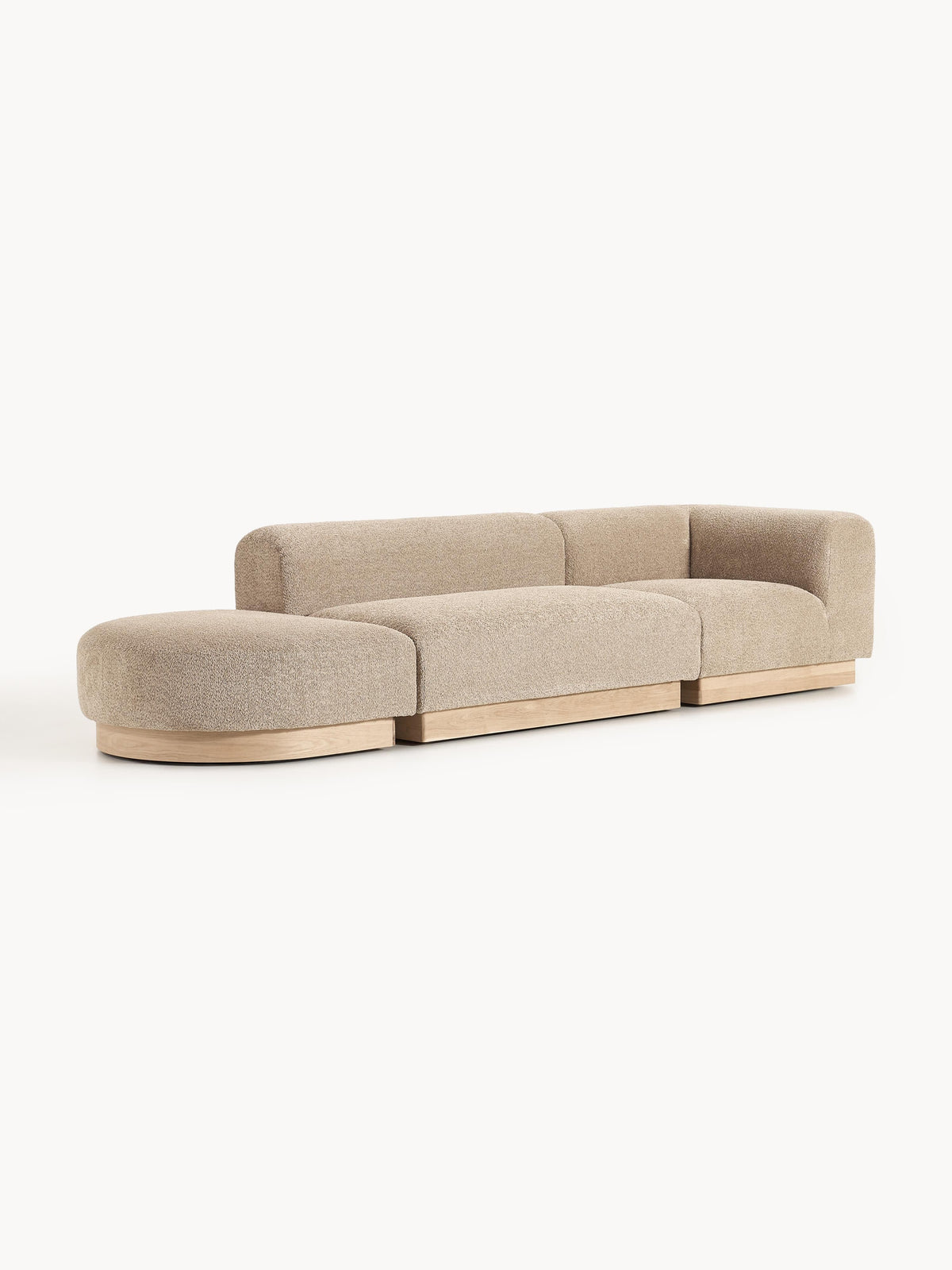 Natalie Ottoman with Stool, Modular, in Teddy Bouclé (Left/Right)