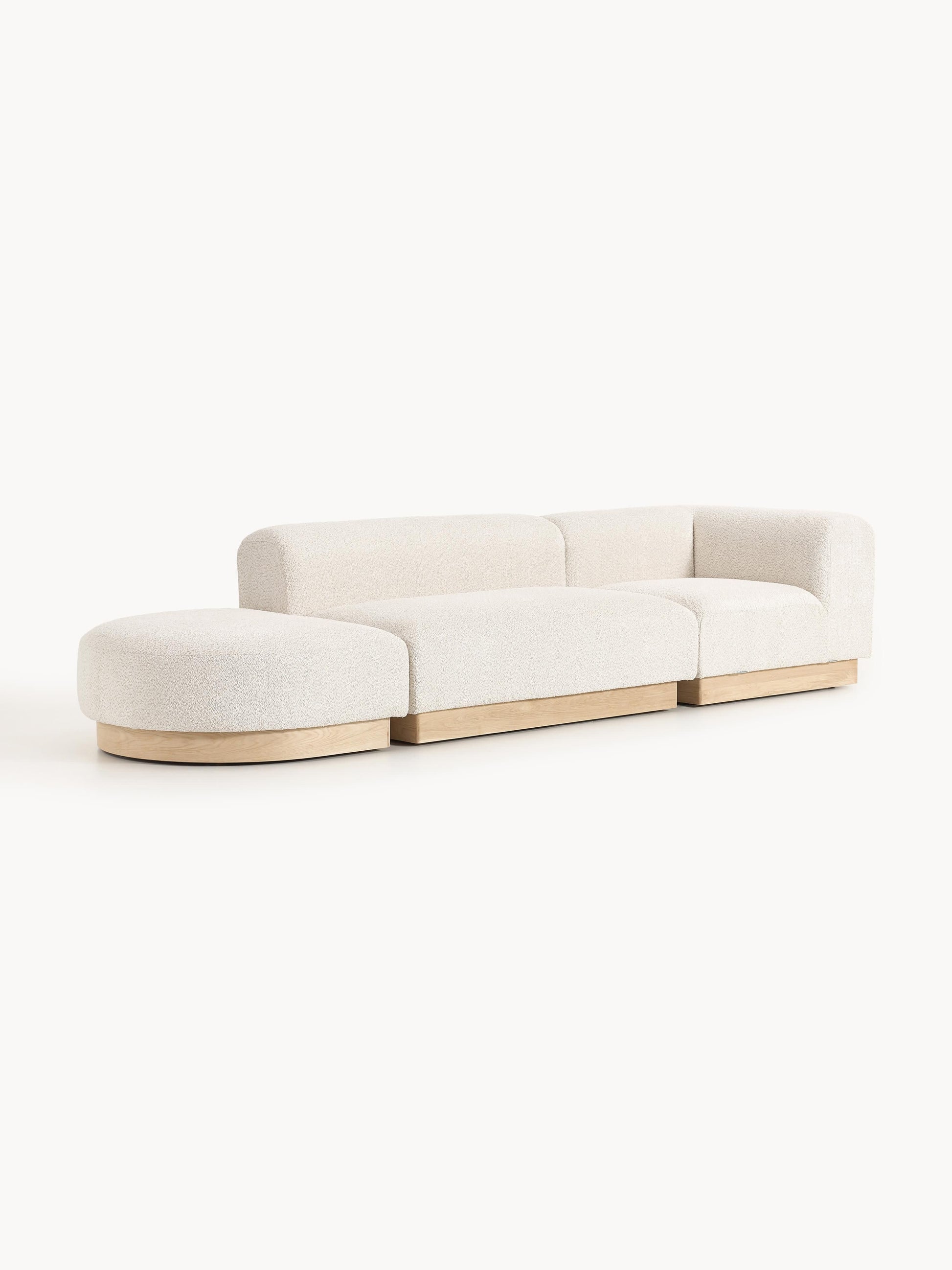 Natalie Ottoman with Stool, Modular, in Teddy Bouclé (Left/Right)