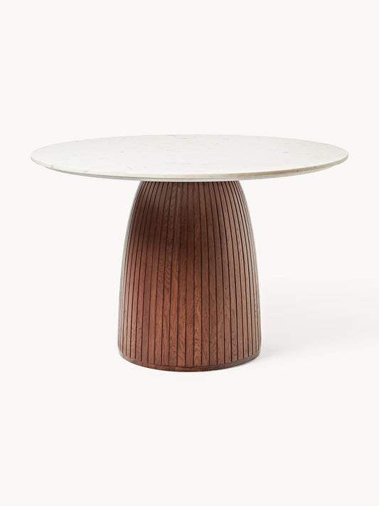 Nelly Round Dining Table with Marble Tabletop, Measuring Ø 115 cm