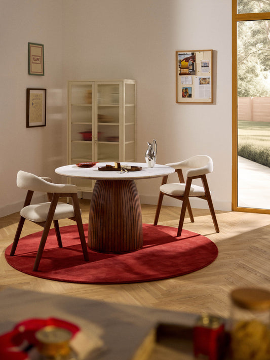 Nelly Round Dining Table with Marble Tabletop, Measuring Ø 115 cm