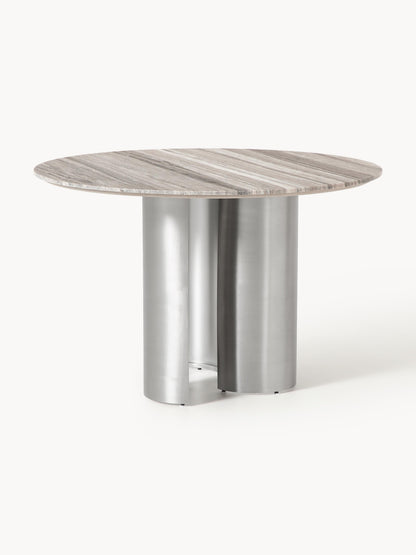 Noam Round Dining Table with Marble Tabletop, Measuring Ø 120 cm