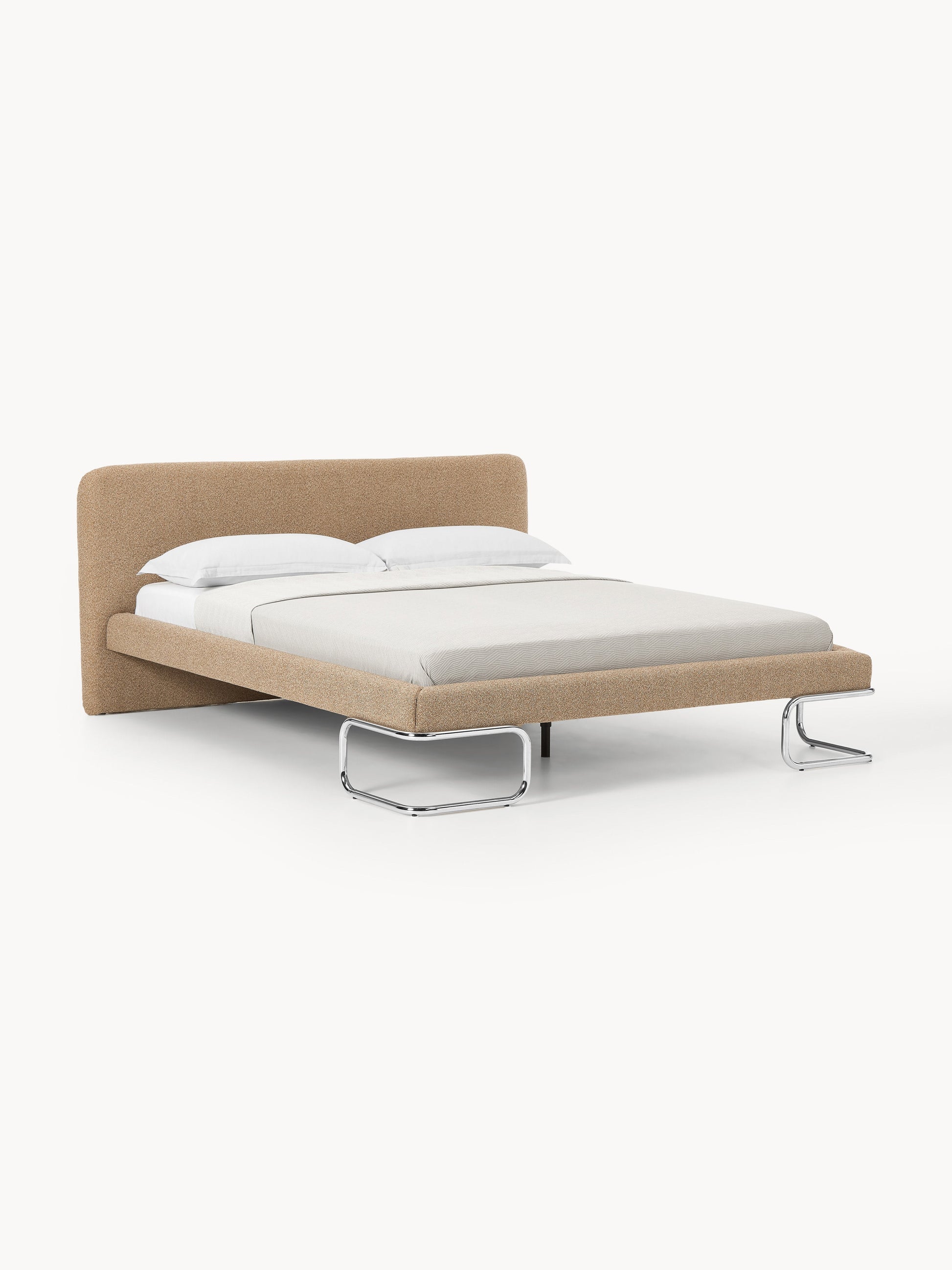 Olina Upholstered Bed in Bouclé with Metal Legs