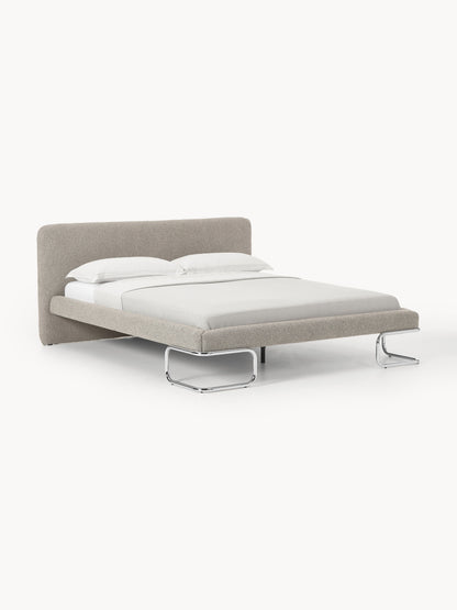 Olina Upholstered Bed in Bouclé with Metal Legs