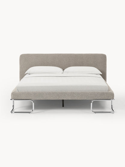 Olina Upholstered Bed in Bouclé with Metal Legs