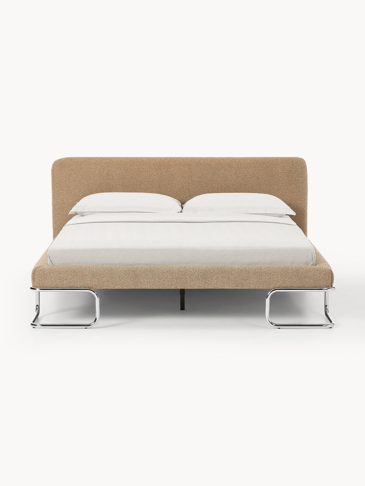 Olina Upholstered Bed in Bouclé with Metal Legs