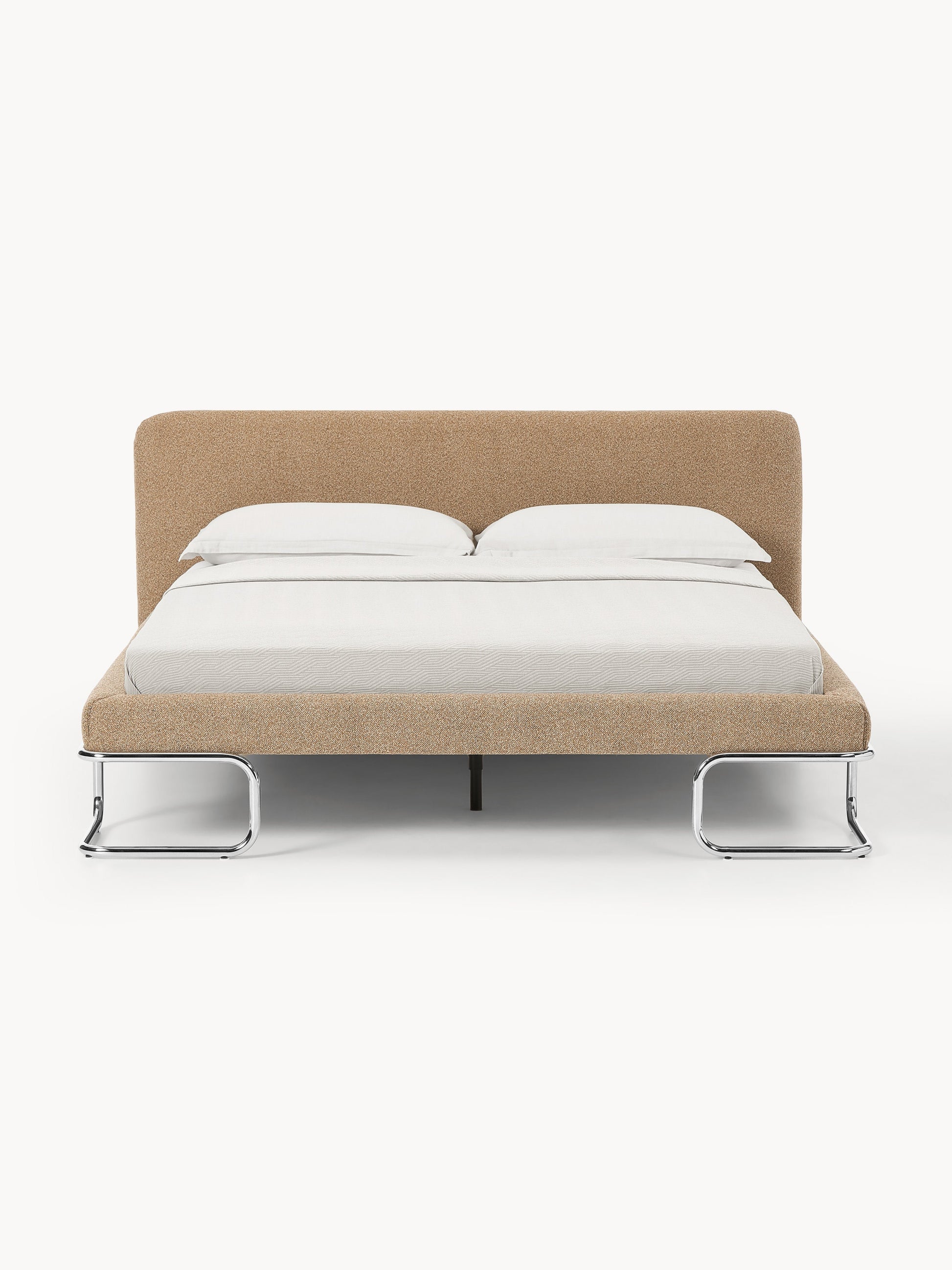 Olina Upholstered Bed in Bouclé with Metal Legs