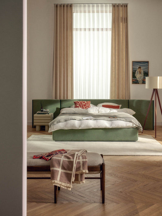Otis Upholstered Bed Frame, Folding Headboard
