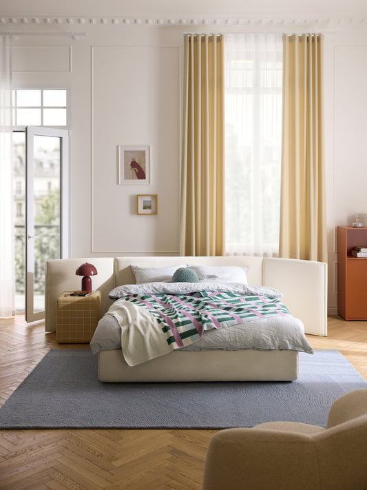 Otis Upholstered Bed Frame, Folding Headboard