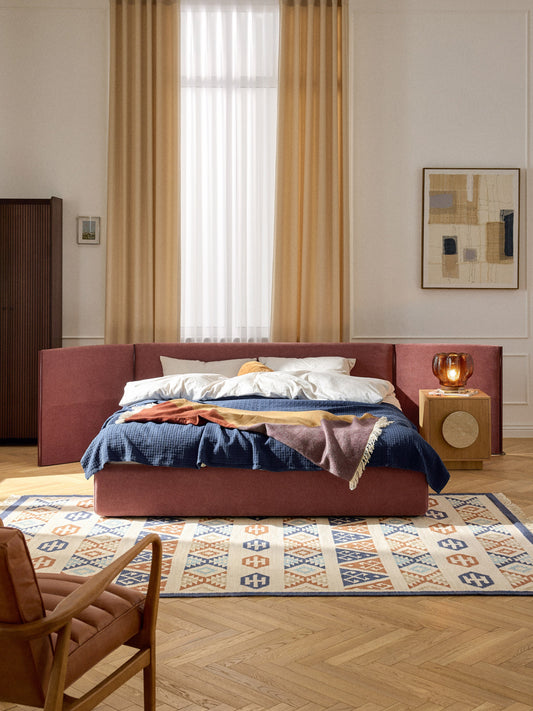 Otis Upholstered Bed Frame, Folding Headboard