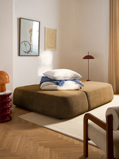 Pao Sofa Bed with Teddy Bouclé Cover and Storage