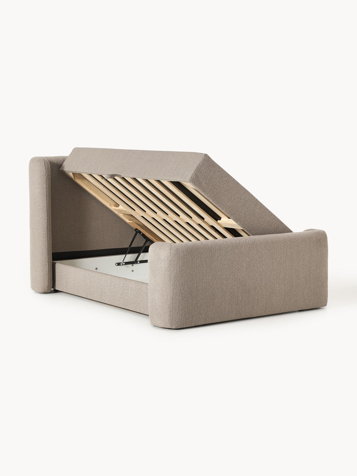 Perla Box Spring Bed, Bouclé, with Storage