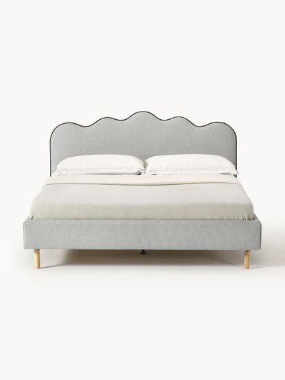 Romy Upholstered Bed Frame, Wavy Headboard