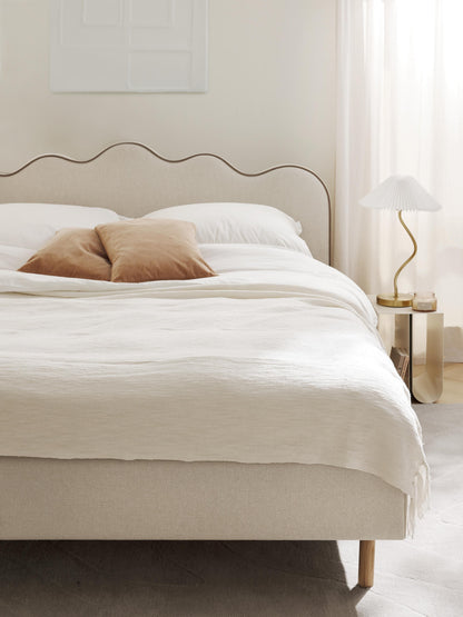 Romy Upholstered Bed Frame, Wavy Headboard