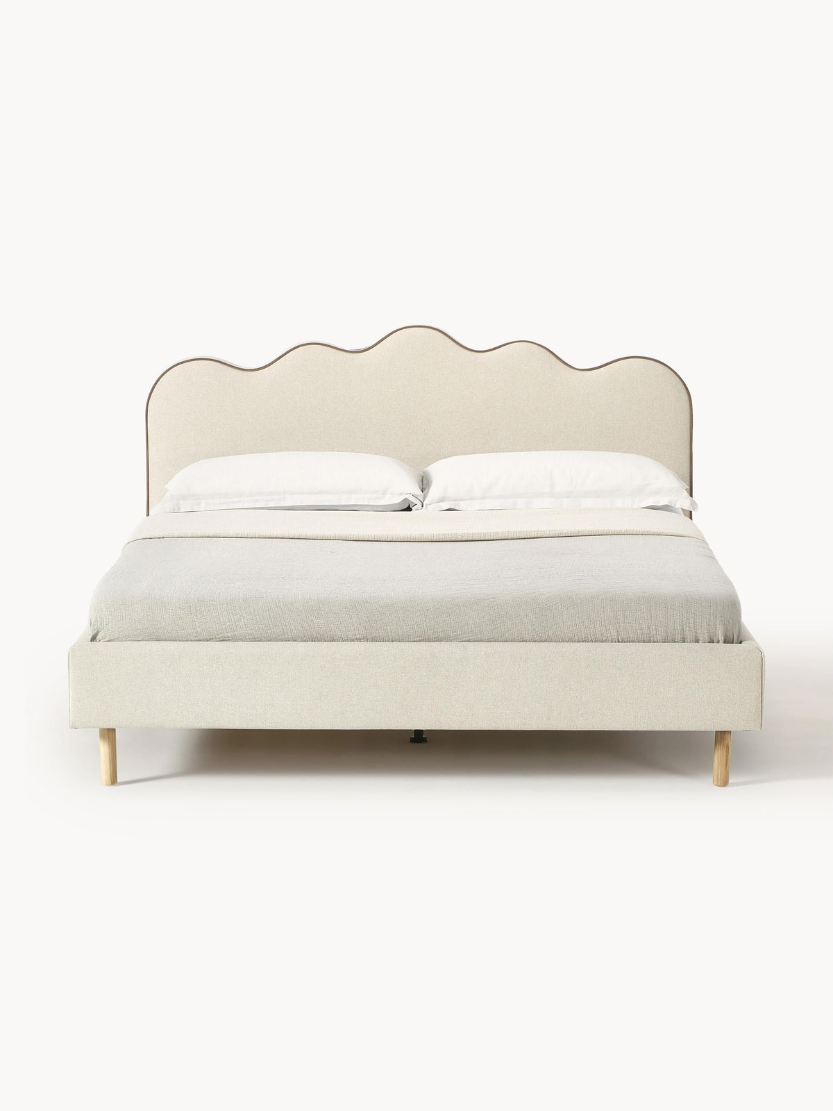 Romy Upholstered Bed Frame, Wavy Headboard