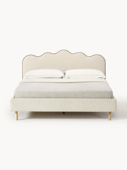 Romy Upholstered Bed Frame, Wavy Headboard