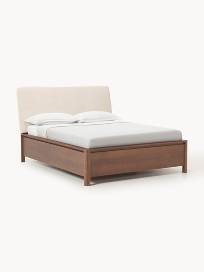 Santiago Wooden Bedstead with Upholstered Headboard and Drawers