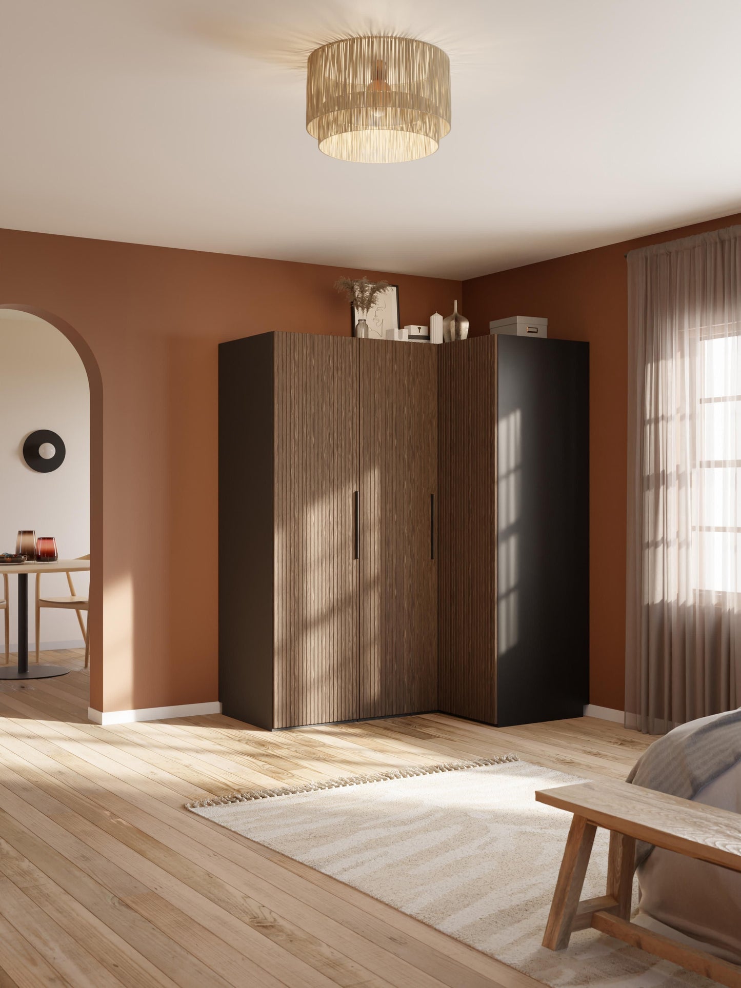 Simone Modular Corner Wardrobe in Various Sizes, 165 cm Wide