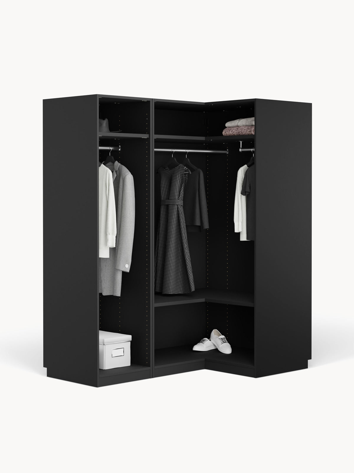 Simone Modular Corner Wardrobe in Various Sizes, 165 cm Wide