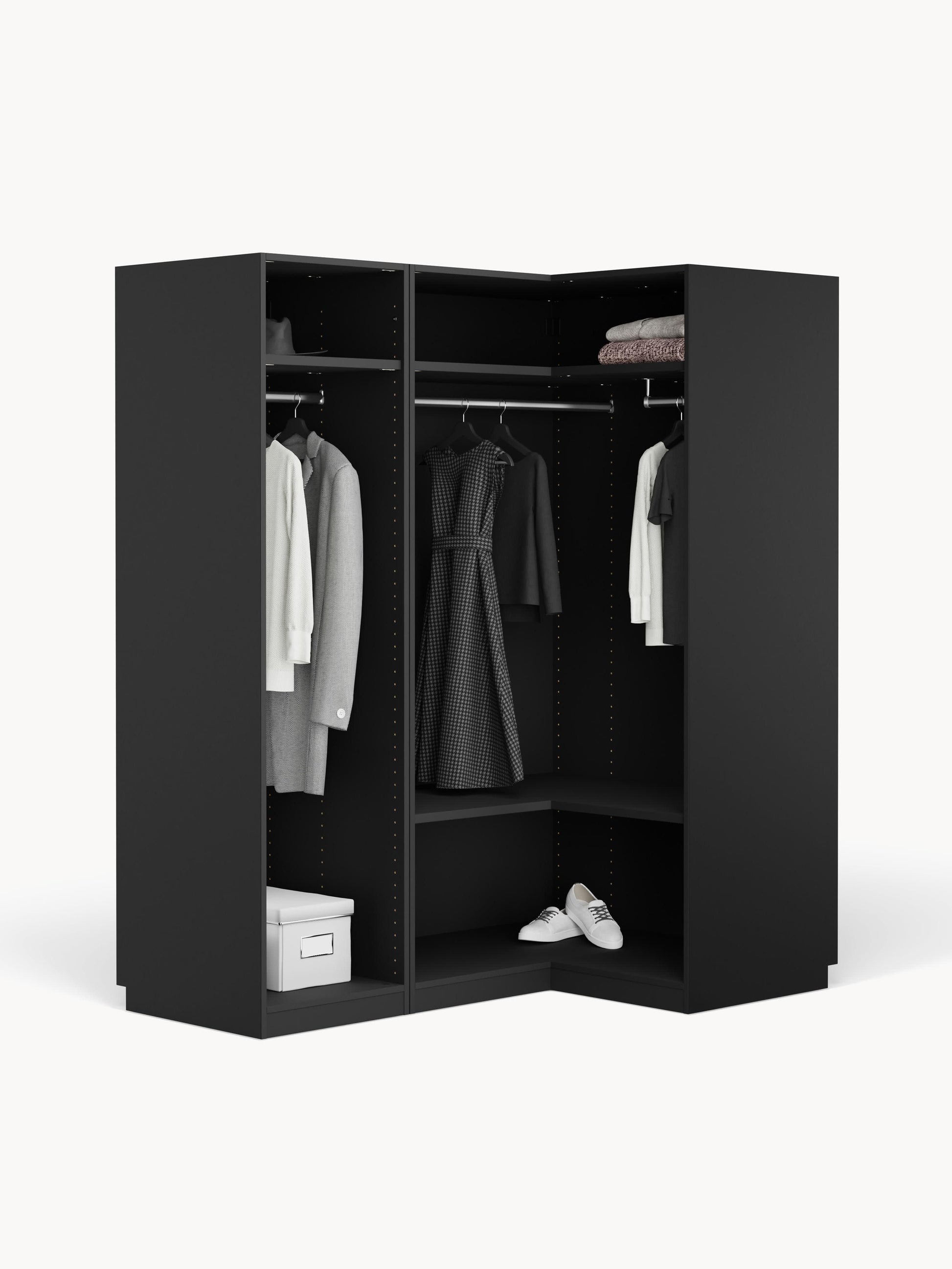 Simone Modular Corner Wardrobe in Various Sizes, 165 cm Wide