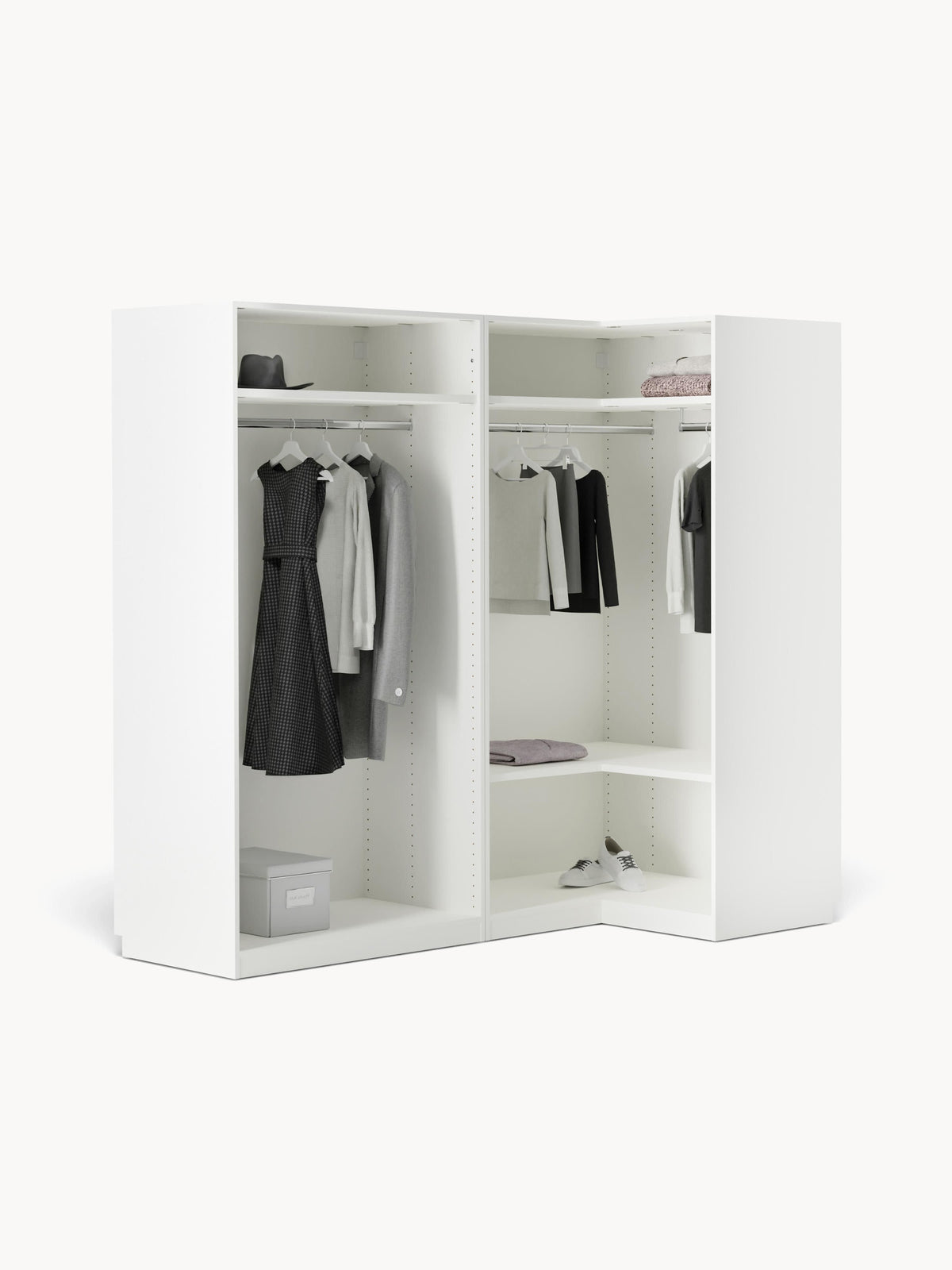 Simone Modular Corner Wardrobe in Various Sizes, 215 cm Wide