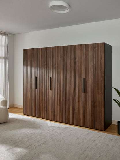Simone Modular Hinged-Door Wardrobe in Various Sizes, 250 cm Wide