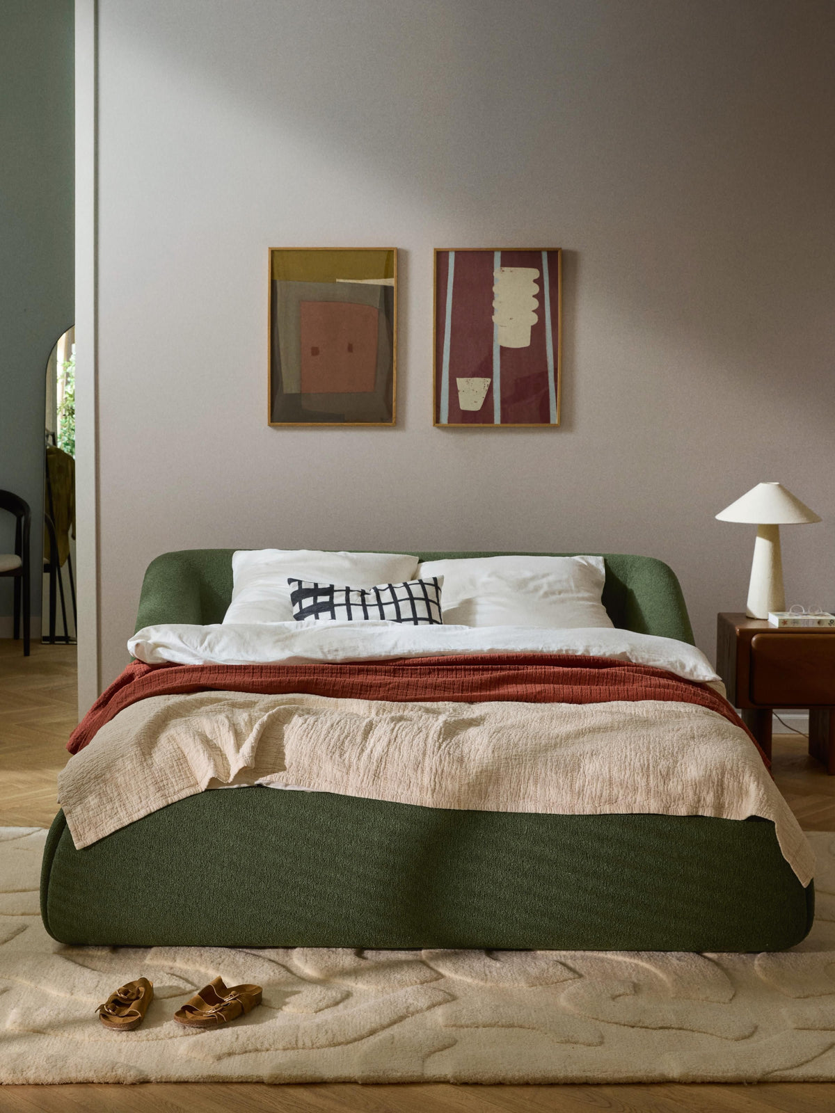 Sofia Bed in Bouclé, Upholstered