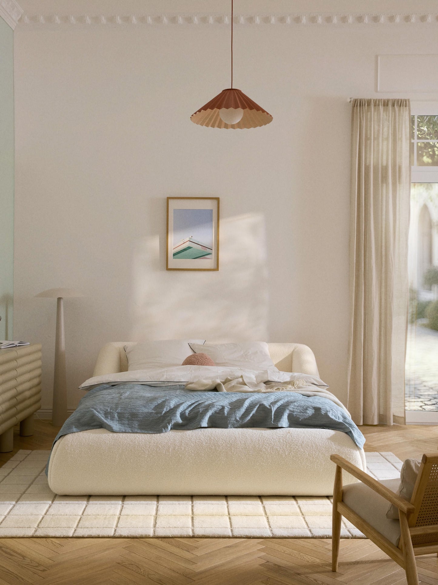 Sofia Bed in Teddy, Upholstered