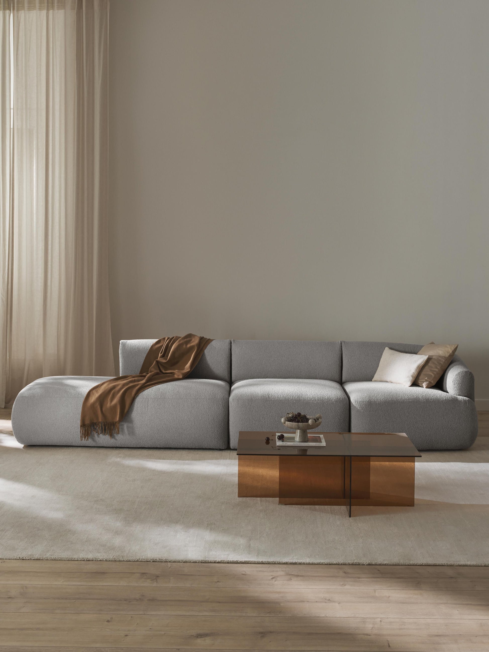 Sofia Modular Chaise Longue with Bouclé Cover (2-Seater)